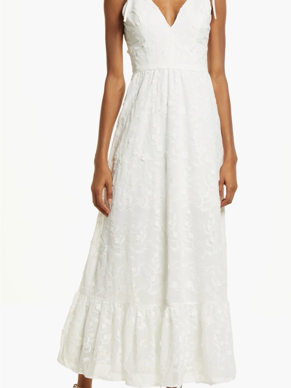 Dress the Population White Floral V-Neck Maxi Dress
